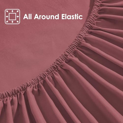 ClevaHome Sheet Set Queen Size, 4-Piece Bedding, Lightweight & Super Soft Easy Care Microfiber– Shrinkage & Fade Resistant Bedding Set with 14\'\' Deep Pockets (Dusty Rose)