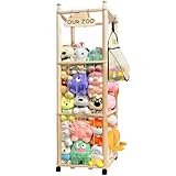 Pmbqifay Stuffed Animal Storage/Organizer Cute Wooden Stuffed Animal Zoo Storage Plush Toy Holder Cage for Nursery Toddler Rooms,Playrooms & Bedrooms with Toy Storage Bags for Building Blocks,Puzzle
