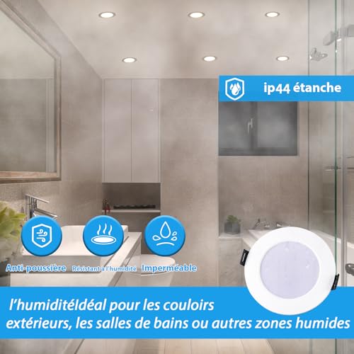 Spots LED plafond 80mm blanc chaud neutre froid lot de 6 pour cuisine