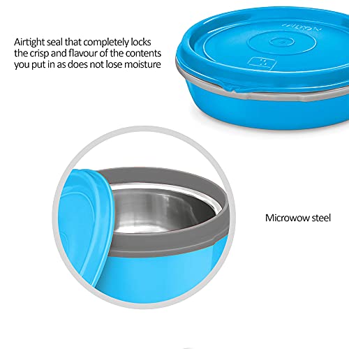Image of MILTON Microwow Stainless Steel Lunch Container, 200ml, Blue