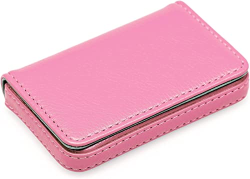Image of RFID Blocking Wallet - Minimalist Leather Business Credit Card Holder with Magnetic, Pink, Small