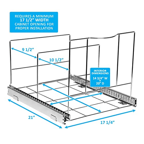 Hold N' Storage Pull Out Double Trash Can Under Cabinet – Heavy Duty Metal Sliding System With 5 Year Limited Warranty, Adjustable Sliding Garbage Can Shelf -Cans Not Included- Fits 2 Waste/Recycling Bins #TOP7