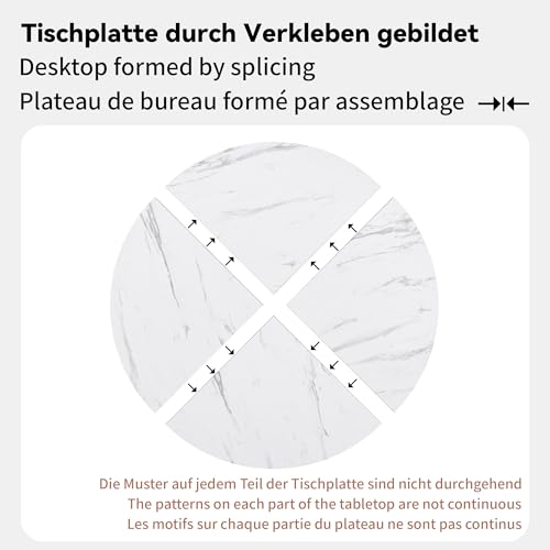 Merax Elegant Modern Round Dining Table with Luxurious Gold Metal Frame, Exquisite Marble Veneer Top, Multi-functional and Space-Saving Design Perfect for Dining, Coffee, or Side Table, 100x100x75cm - Image 6