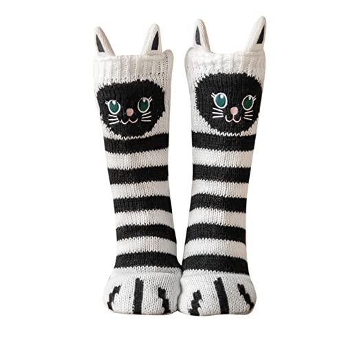 ZAKASA Calcetines Antideslizantes Zapatillas Mujer: Invierno Abrigados Pantuflas Calcetines para Casa Calcetín Mujer Grueso Térmicos Divertidos Regalos para Navidad EU 35-41 Gato Siames-1 Par