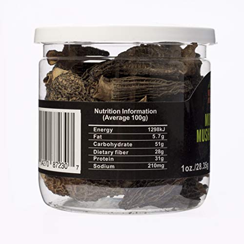 Vigorous Mountains Wild Dried Morel Mushrooms 1 Ounce Morchella Conica 2-4cm Size 1 Oz Sealed Jar Premium Grade AAA