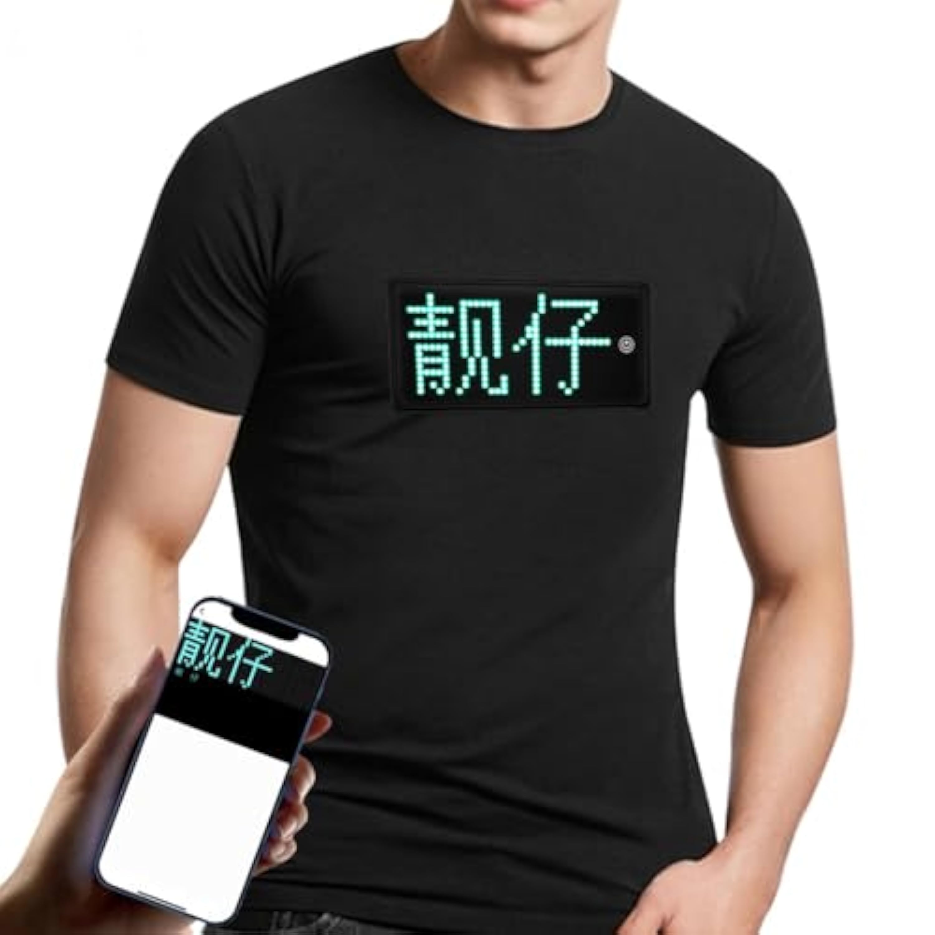 ASHATA Camiseta LED, Pantalla Multicolor Programable para Fiestas, con App para e IOS (L)