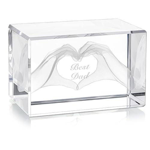 Belle Vous Gegraveerd Kristallen Geschenk Voor Vader - Best Dad Tekst in Glazen Kubus - Bewaar/Collecteble Item, Ideaal Voor Vaderdag, Verjaardag en Kerstmis - Bedachtzaam Cadeau