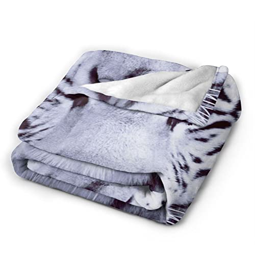 White Tiger Throw Blanket, Animal Print Mexican Flannel Fleece Blankets For Adults Men, Lightweight Soft Warm Cozy For Bedding Decorative Couch Outdoor All Seasons, 50 X 60 In #TOP1