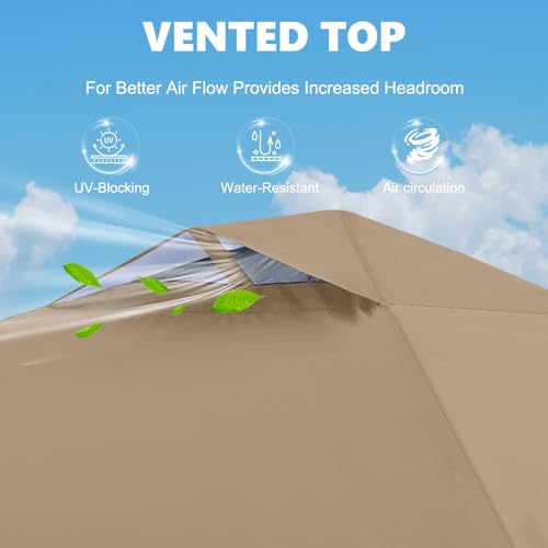 Image of MASTERCANOPY 10x10 Durable Pop Up Canopy Tent with 1 Sidewall, Khaki