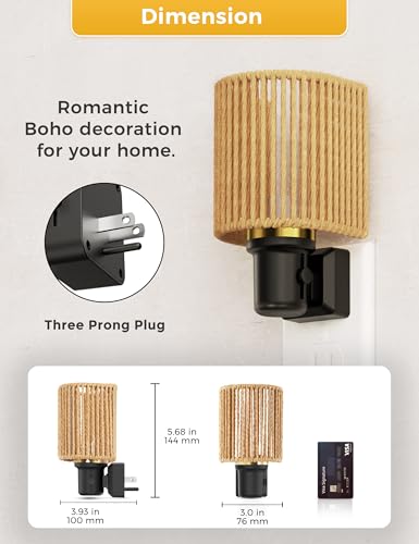 Image of L LOHAS LED Bright Night Lights Plug into Wall, Dimmable Night Light Boho