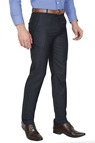 Image of Mc Henry Mens' Regular Fit Poly Blended Checkered Formal Trousers