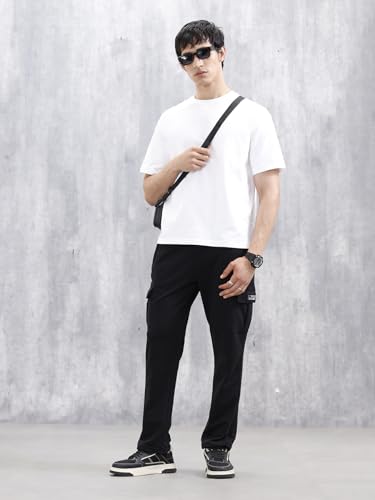 Image of WROGN Men's 320 GSM Cotton Blend Fleece Cargo Joggers | Multi Pocket Utility Design | Regular Fit