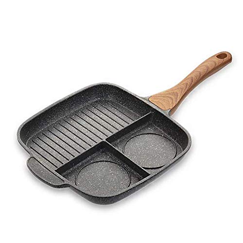 H&RB Piedra Y Cerámica Desayuno Sartén 3 Sección Dividida Parrilla/Freír/Horno De Comida...