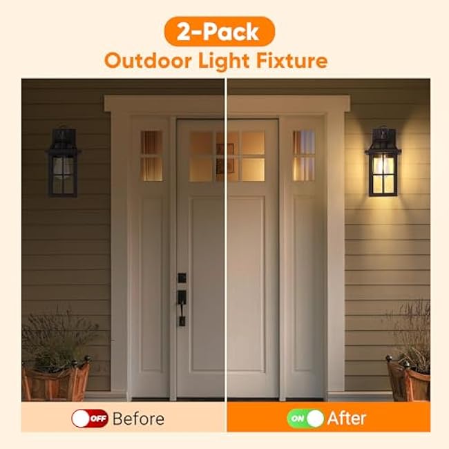 WIHTU Outdoor Wall Lantern, Porch Lights with Glass Shade, Waterproof Wall Sconce Light, ORB Fixtures Exterior Lighting, Aluminum Lanterns, Anti-Rust Front Door Garden