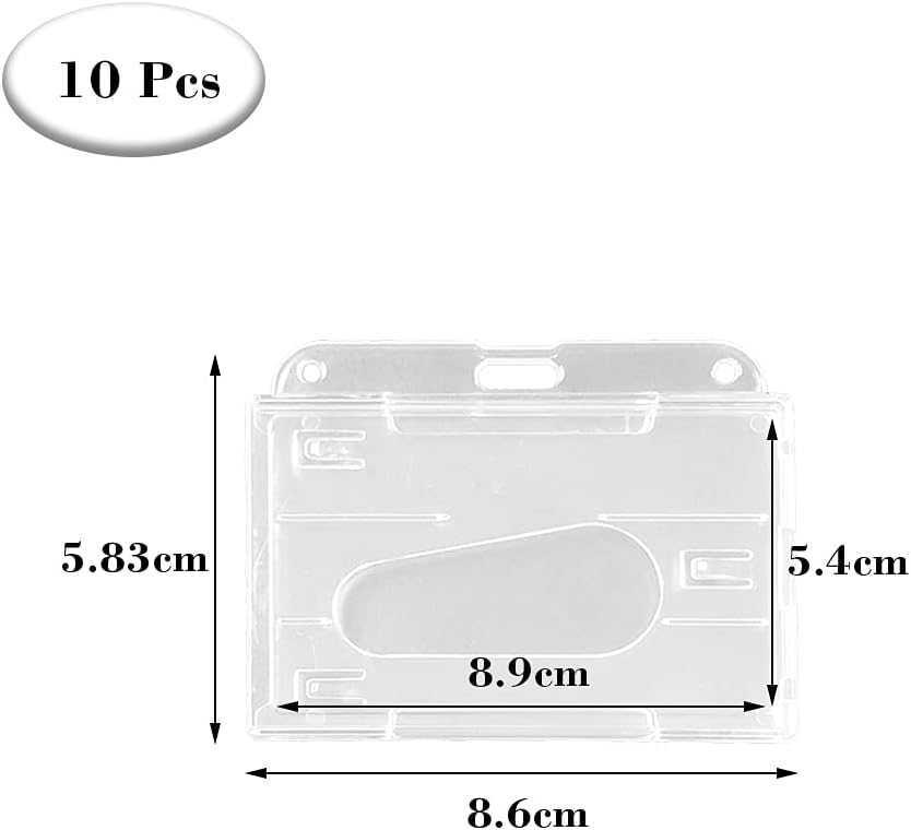 10 Pcs Horizontal ID Badge Covers Waterproof ID Card Holders Clear