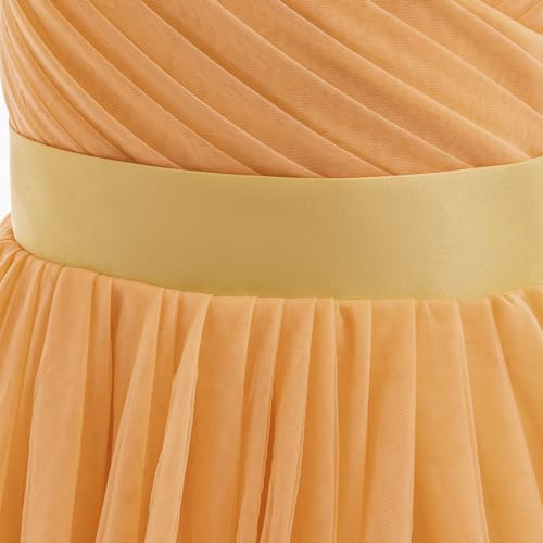 Image of Glamulice Flower Girls Spaghetti Strap Tulle Dress Long A Line Wedding Pageant Dresses Princess Birthday Party Ball Gown