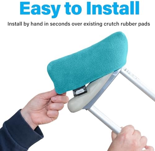 Universal Crutch Underarm Pad Covers - Luxurious Soft Fleece with Sculpted Memory Foam Cores (Teal)