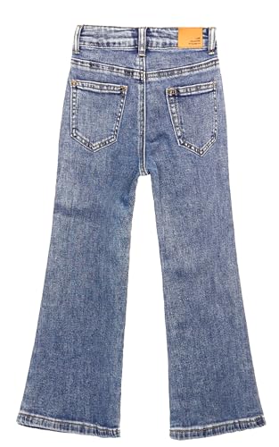 KIDSCOOL SPACE Girls Bootcut Jeans,Elastic Waistband Inside Flare Denim Pants2