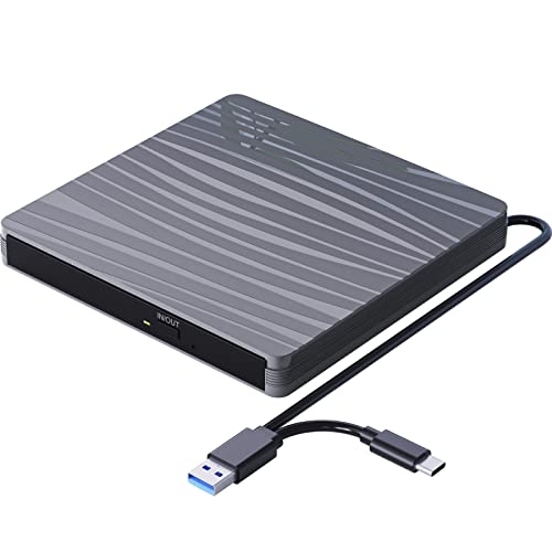 【Design alla moda e portatile】 Questa unità cd esterna ultra sottile per laptop viene fornita di serie con un pulsante di espulsione in modo da non doversi mai preoccupare che il disco si blocchi all'interno di questa unità CD/DVD esterna. Ha un design elegante, leggero e antiurto. Design del cavo integrato, cavo senza preoccupazioni mancante quando e dove. Puoi metterlo facilmente nella tua borsa e portarlo ovunque.