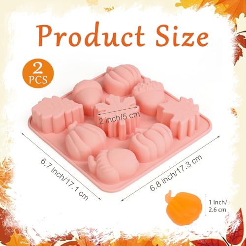 Image of 2 Pcs Thanksgiving Silicone Molds, Thanksgiving Chocolate Molds, Fall Pumpkin Maple Leaf Acorn Mold for DIY Cake, Chocolate, Candy, Jelly, Wax Melt, Ice Cubes