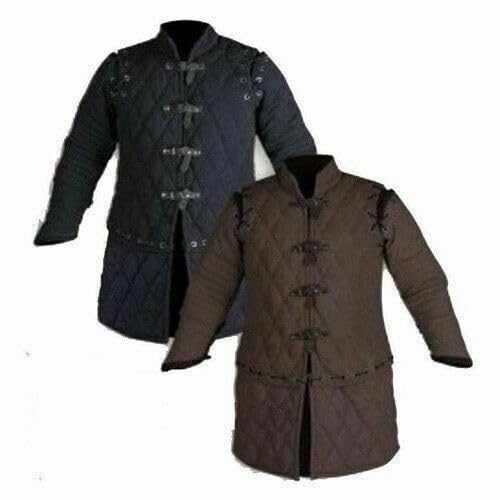 Medieval Thick Padded Gambeson costumes suit of armor Larp pure cooton (XXXL, blue)