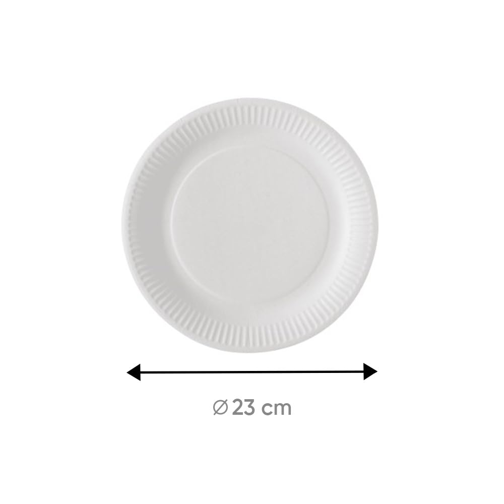 Générique 500 assiettes jetables rondes blanches en carton diamètre 23 cm