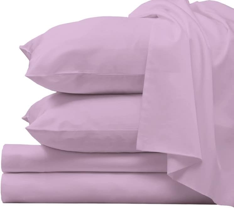 100% Luxury Alaskan King Size Bed Sheets Set Long Staple Cotton Sheet & Pillowcase Set, Deep Sheets fits 12" (Cotton Lavender Bed Sheets Set - 4PC)