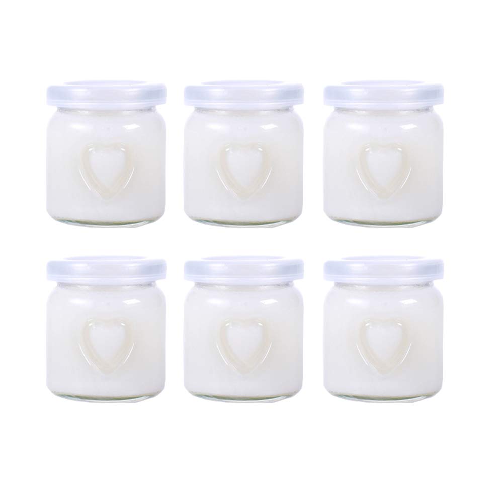 Danmu Art 6Pcs Yogurt Pudding Milk Glass Bottles Jars with Plastic Lids Mini Cup Small Glass Bottles Storage Jars (100ml)