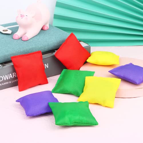 32 Pcs Mini Colorful Cornhole Bean Bags 2.4 X 2.4 In Nylon Bean Bags Toy For Kids Toss Game Fun Sports Outdoor Family Games Bean Bag For Girls Boys-4 Colors #TOP3