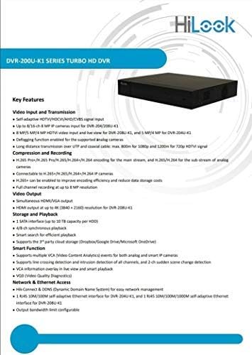 Document outlining key features of the HiLook DVR-200U-K1 series