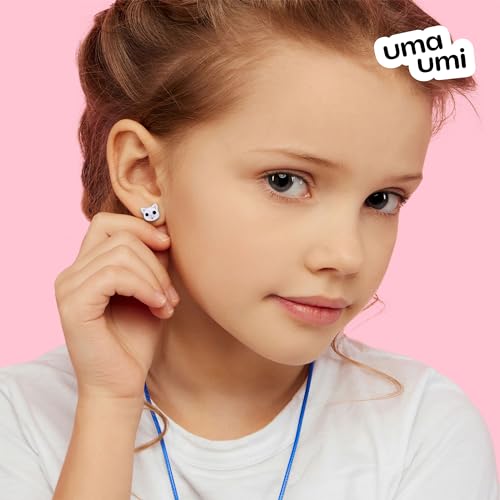 925 Sterling Silver Cat & Fish Stud Earrings for Girls Hypoallergenic Safety Screw Back Rhodium Plated - Cat & Fish Gifts Earrings for Baby Toddlers Little Teens Kids Jewelry2