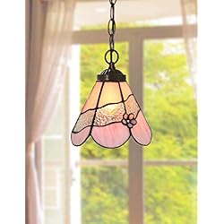 Lamparas De Techo Tiffany Baratas HT Tiffany Lámpara colgante de estilo Tiffany, pantalla de cristal teñido, 1 luz, lámpara de techo colgante decoración cocina restaurante pasillo dormitorio salón terraza Bar