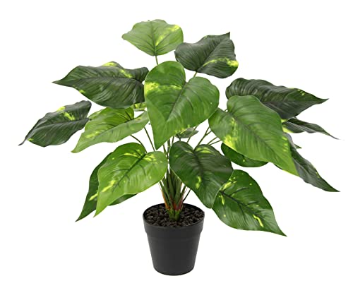 Künstliche Blattpflanze im Topf Pothos Pflanze Efeutute Photospflanze Kunstpflanze Seidenblumen Real Touch Dekopflanze Grünpflanze Seidenpflanze Zimmerpflanze Kunstblume Deko Büropflanze, 40x25x25cm