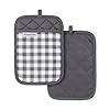 KitchenAid Gingham Pot Holder 2-Pack Set, Charcoal Grey, 7"x10"