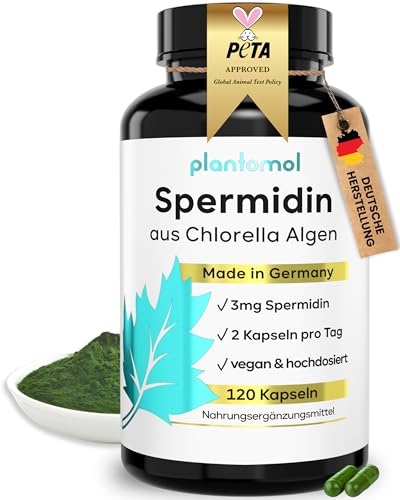 Spermidin Kapseln hochdosiert aus Chlorella - hoher natürlicher Chlorophyll Gehalt + 3mg Spermidine...