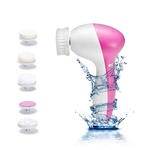 Facial Cleansing Brush [Newest 2021], Waterproof Face Spin Brush with 5 Brush Heads for Deep Cleansing, (1 Pc)