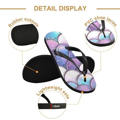 Purple Mermaid Scale Beach Summer Casual Flip Flop Sandals Non-Slip Quick Dry for Women Men 214B31712