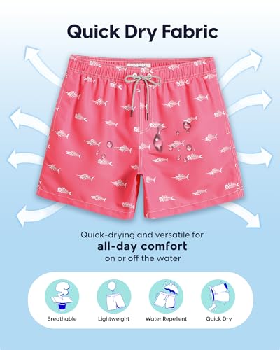 maamgic Mens Swim Trunks 5 Inch with Mesh Lining, Quick Dry Mens Bathing Suit, Swim Shorts for Swimming and Beach, XX-Large