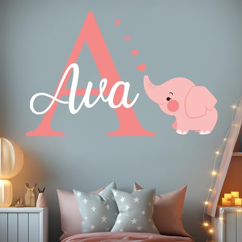 Vinilo decorativo infantil elefante personalizado 28x17 in miniatura 1
