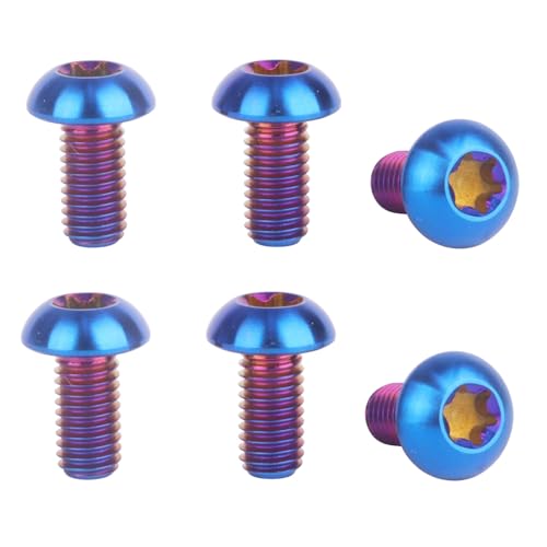 Image of 6PCS Titanium Bike Screw M5x10mm Bicycle Disc Brakes Rotor Bolts Torx T25 Head (Burnt Blue)