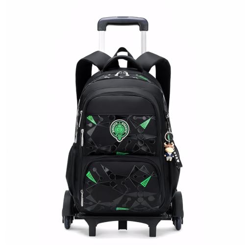 Amythe Mochila Escolar para Niños y Niñas con Carro, Mochila Colegio Primaria para Chico 6 12 años, Mochila+Trolley 6 Ruedas para Viajar, Mochila Infantil con Ruedas, Negro