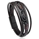 Dreuyet Leather Music Bracelets Braided Retro Guitar Music Note Handmade Ethnic Tribal Treble Clef Wristband...