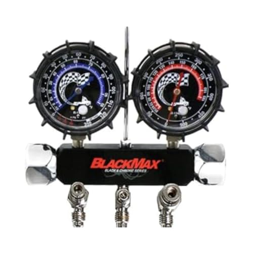 CPS BlackMax MBH4P5EZ 2V Manifold R-134A, 22, 404A, 410A Gauges & 5’ Premium BV Hoses