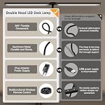 Led Desk Lamp for Office Home - Eye Caring Architect lamp with Clamp,Dual Screen Computer Monitor Work Smart Light: 24W 5 Color Flexible Adjustable Lighting Table Lamp for Study Drafting