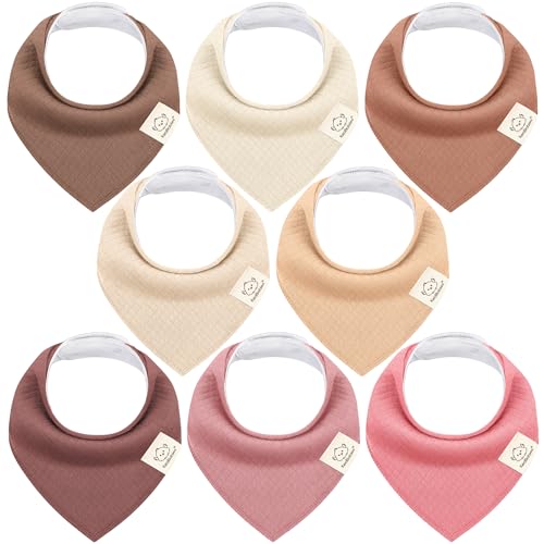 Image of KeaBabies 8-Pack Bandana Bibs for Baby Girls, Boys - Organic Cotton Baby Bibs for Drooling & Teething Newborn, Toddler, Infant 0-36 months, Extra Soft, Absorbent Cloth with Snaps (Rosewood/Quin)