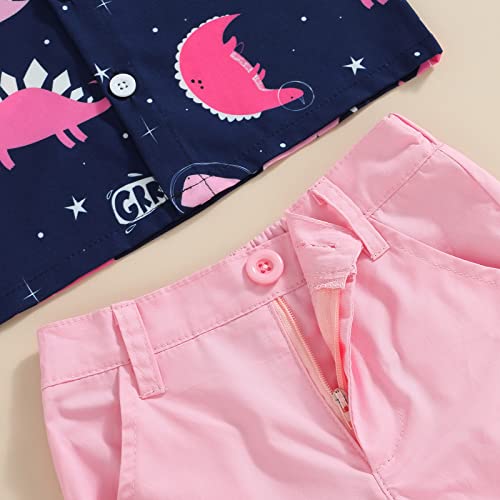 Image of Toddler Boy Summer Outfits Button Down Short Sleeve Floral Shirts & Casual Shorts 1-6 Years Boys Clothes Set
