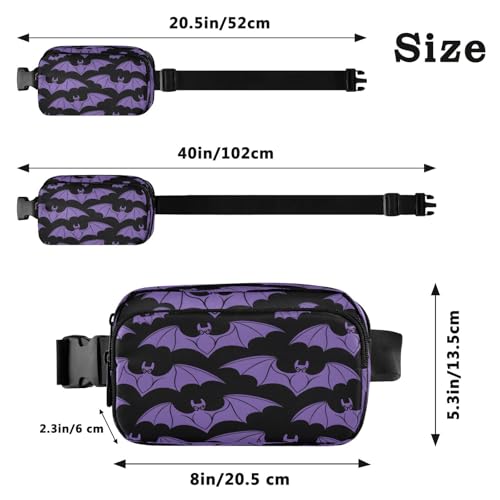 Riñonera morada para pasear al perro y correr con diseño de murciélagos C873 6