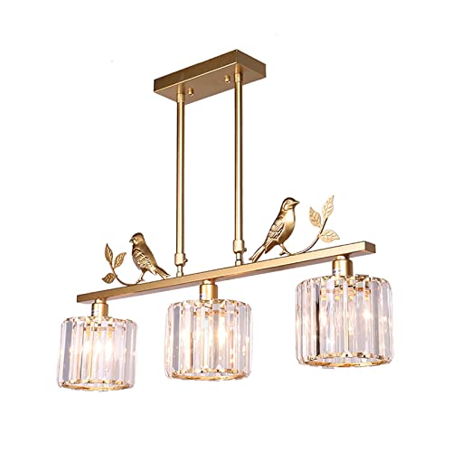 Suspension en cristal au-dessus de table de salle à manger luminaire doré chic