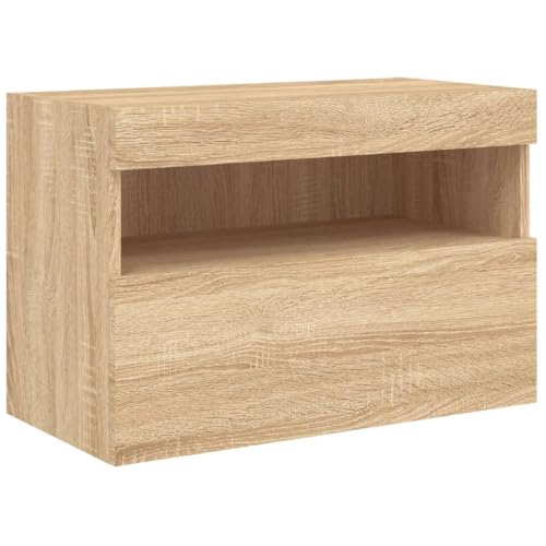 vidaXL Mueble de TV de Pared con Luces LED Roble Sonoma 60x30x40 cm
