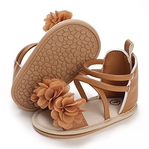 Image of COSANKIM Baby Girl Sandals Rubber Sole Summer Outdoor Infant First Walker Crib Dress Shoes Baby Sandals